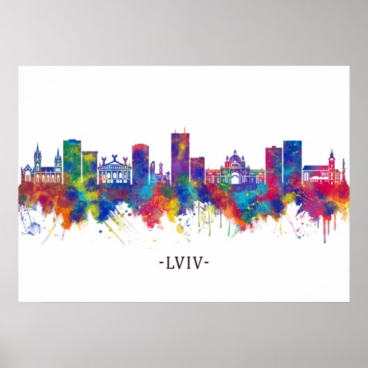 Lviv Ukraine Skyline Poster (Voorkant)