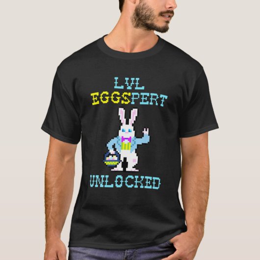 LVL Eggspert Unlocked Funny Gaming Egg Hunt Pasen T-shirt (Voorkant)