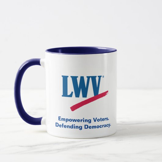 LWV-Mok met blauwe accent. Mok (Links)
