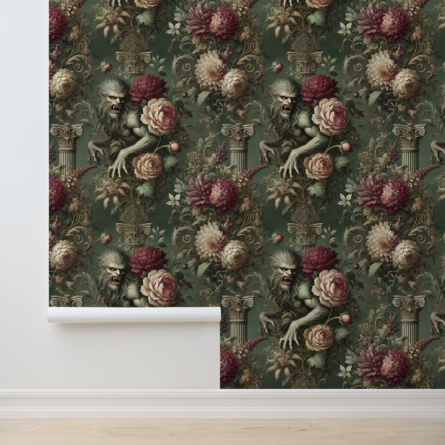 Lycanthropic Verdant – Gothic Floral Design Behang (Applicatie)