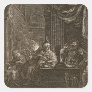 Lycaon Metamorphosed in a Wolf, 1731 (graving) Vierkante Sticker