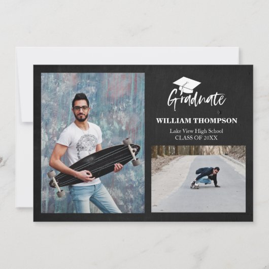 Lycée - 2e Faire-part Photo Chalk noir (Devant)