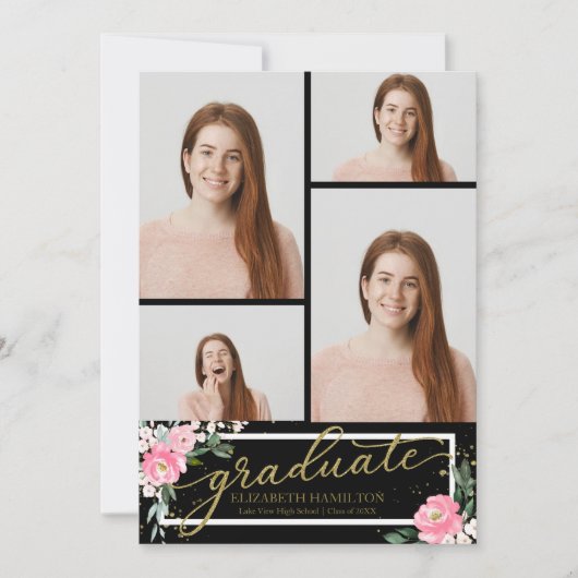 Lycée Faire-part 4 Photo Floral (Devant)