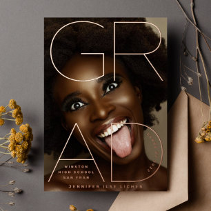 Lycée GRAD Real Rose Gold Foil Faire-part