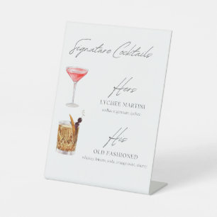 Lychee Martini & Old Fashion Cocktail Sign Reclamebord Met Voetstuk