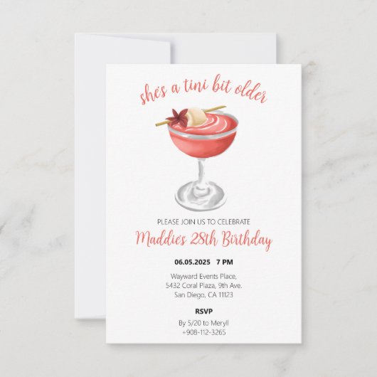 Lychee Martini Verjaardagsuitnodiging Bedankkaart (Voorkant)