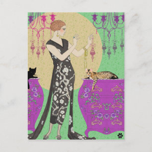 Lydia en Bengalen in Fuchsia en Green Briefkaart