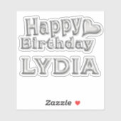 Lydia Happy Birthday silver Aufkleber Sticker (Vel)