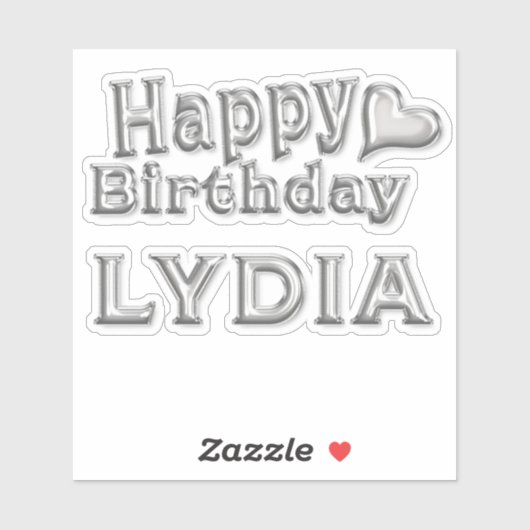 Lydia Happy Birthday silver Aufkleber Sticker (Vel)