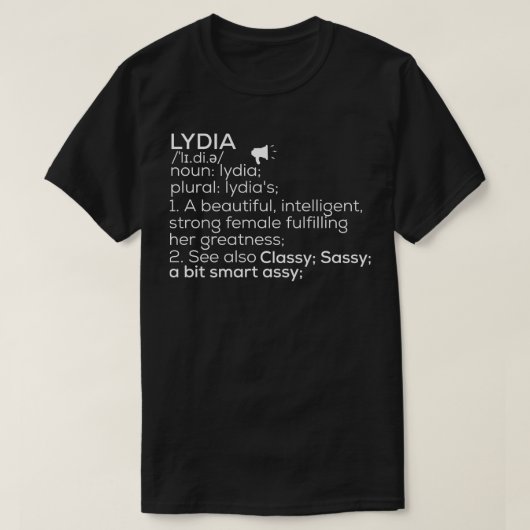 Lydia Naam Lydia Definitie Lydia Vrouw Naam Lydi T-shirt (Design voorkant)