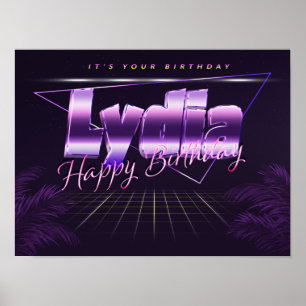 Lydia Nom Vorname lila retro Poster Geburtstag