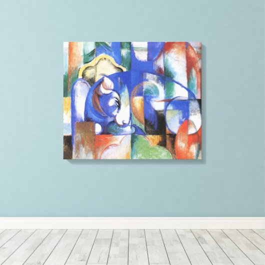 Lying Bull van Franz Marc,  Cubistische kunst Canvas Afdruk (Insitu (Houten vloer))