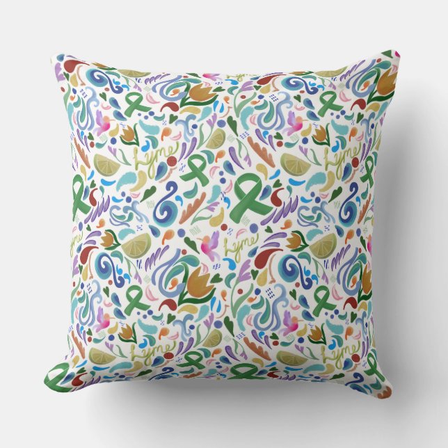 Lyme Coussin de ruban vert de sensibilisation au c (Recto)