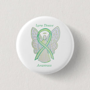 Lyme Disease Awareness Angel Ribbon Custom Art Pin Ronde Button 3,2 Cm
