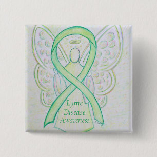 Lyme Disease Awareness Angel Ribbon Custom Art Pin Vierkante Button 5,1 Cm