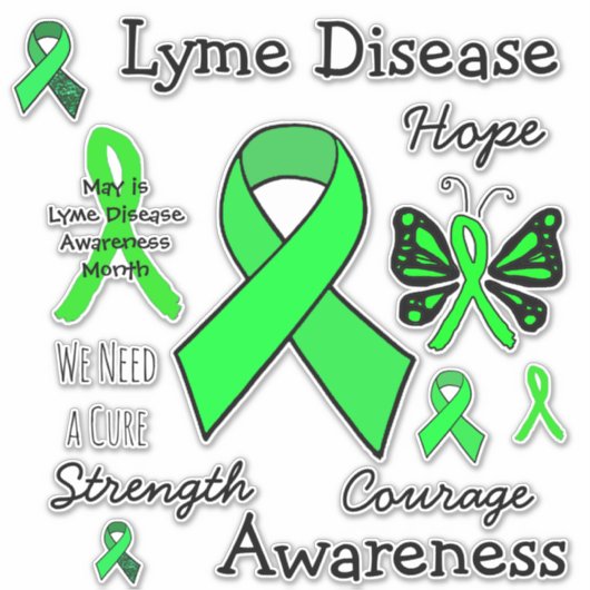 Lyme Disease Awareness linten Vlinders Sticker (Voorkant)