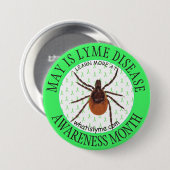 Lyme Disease Awareness Month Deer Tick Button (Voorkant /achterkant)