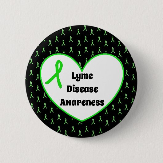 Lyme Disease Awareness Ribbon Heart Button (Voorkant)