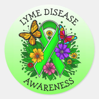Lyme Disease Awareness Ribbon Ronde Sticker