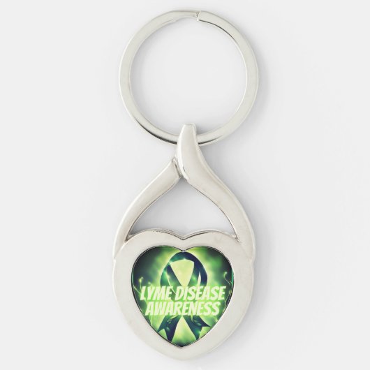 Lyme Disease Awareness Ribbon uniek ontworpen Sleutelhanger (Voorkant)