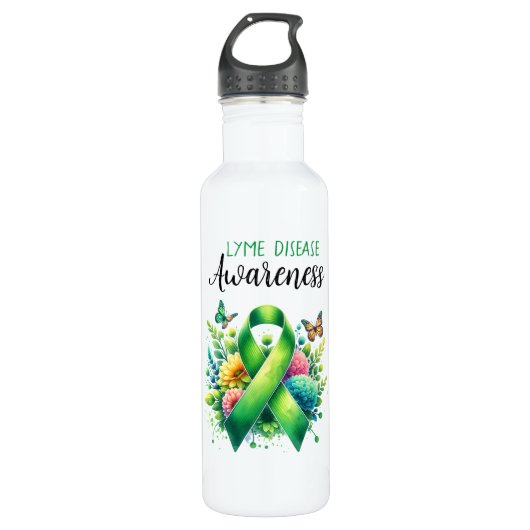 Lyme Disease Awareness Ribbon Waterfles (Voorkant)