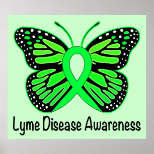 Lyme Disease Butterfly Awareness Ribbon Poster