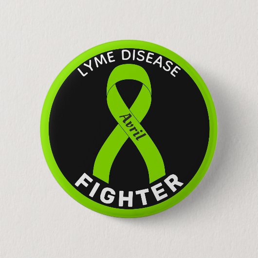 Lyme Disease Fighter Ribbon Black Button (Voorkant)