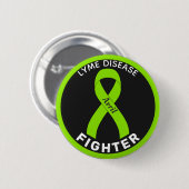 Lyme Disease Fighter Ribbon Black Button (Voorkant /achterkant)