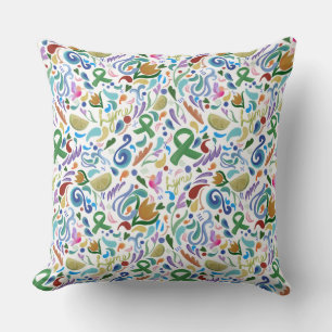 Lyme Heart Awareness Green Ribbon Pillow Kussen