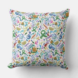 Lyme Heart Awareness Green Ribbon Pillow Kussen