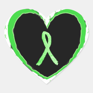 Lyme Maladie Noir et Lime Vert Coeur autocollant