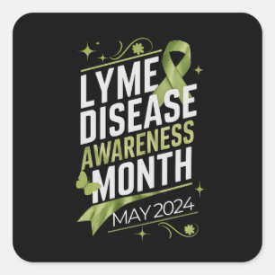 Lyme Ziekte Bewustzijn Maand Onderwijs Ondersteuni Vierkante Sticker