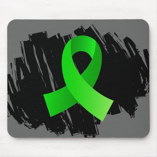 Lymfoom Lime Green Ribbon met krabbel Muismat (Voorkant)