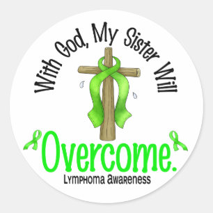 Lymfoom met God mijn zuster zal overwinnen Ronde Sticker