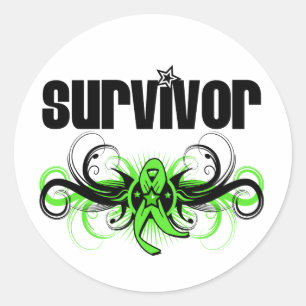 Lymfoom Survivor Grunge Winged Embleem Ronde Sticker