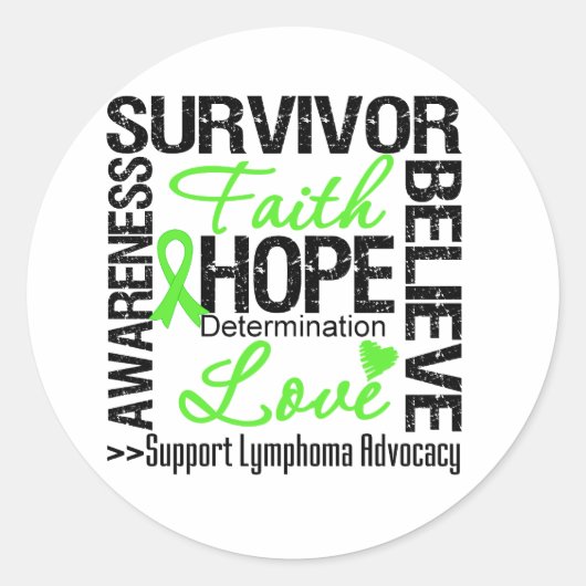 Lymfoomkanker Survivors Motto Ronde Sticker (Voorkant)