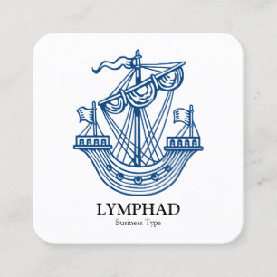 Lymphad (Heraldic Ship) - Indigoblauw op wit Vierkante Visitekaartje