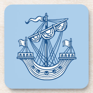 Lymphad (Heraldic Ship) - Indigostijlblauw Bier Onderzetter