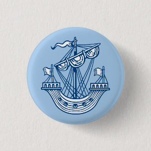 Lymphad (Heraldic Ship) - Indigostijlblauw Ronde Button 3,2 Cm