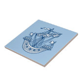 Lymphad (Heraldic Ship) - Indigostijlblauw Tegeltje (Zijkant)