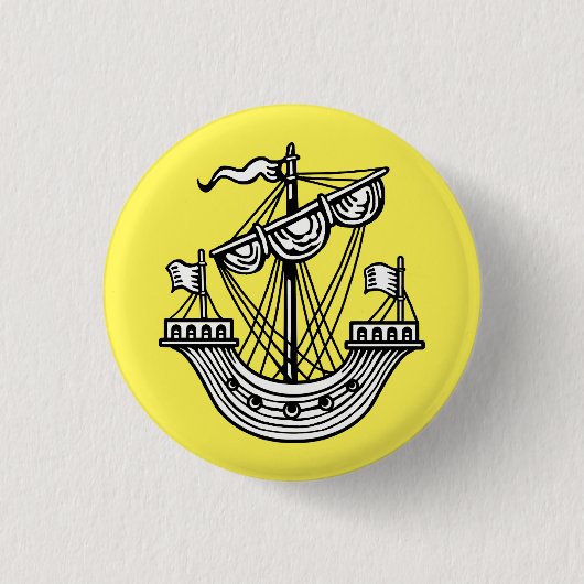 Lymphad (Heraldic Ship) - Zwarte Canvas tas Button (Voorkant)
