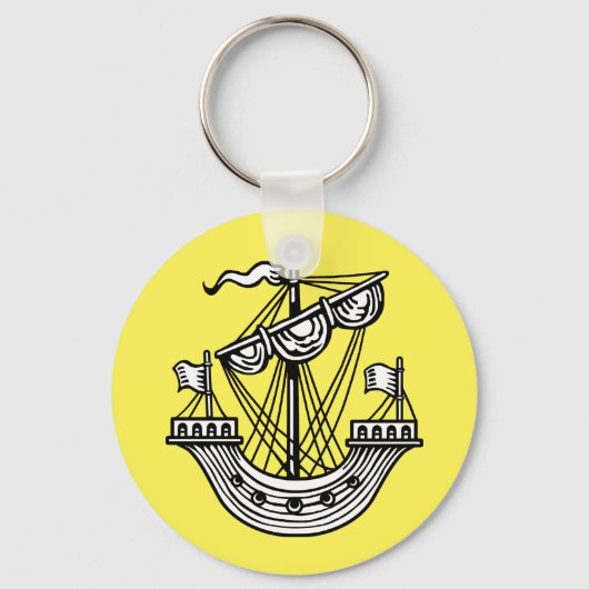 Lymphad (Heraldic Ship) - Zwarte Canvas tas Button Sleutelhanger (Voorkant)