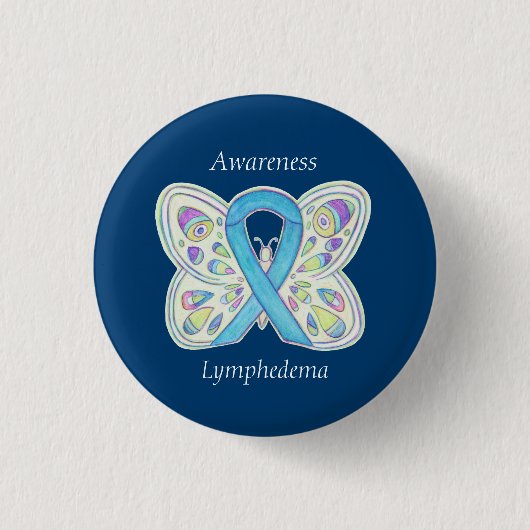 Lymphedema Bewustheid Koolstofvlinder Aangepaste p Ronde Button 3,2 Cm (Voorkant)