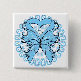 Lymphedema Butterfly Circle of Ribbons Vierkante Button 5,1 Cm