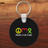 Lymphoma Awareness Peace Love Cure Sleutelhanger (Voorkant)