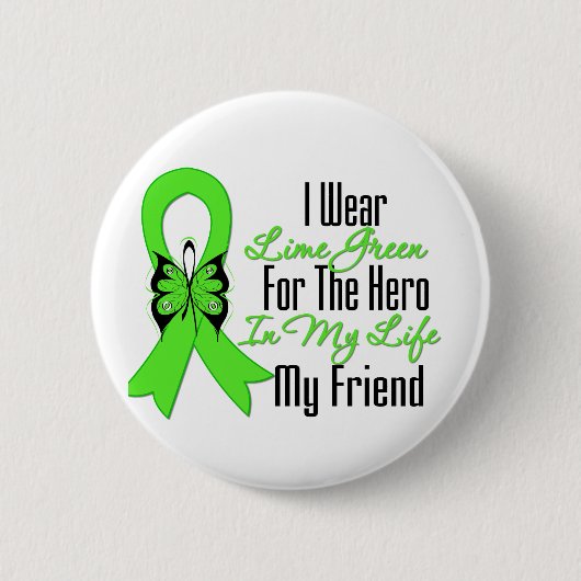 Lymphoma Cancer Ribbon My Hero My Friend Ronde Button 5,7 Cm (Voorkant)