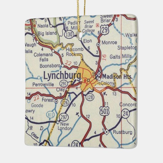 Lynchburg VA kaart Keramisch Ornament (Links)