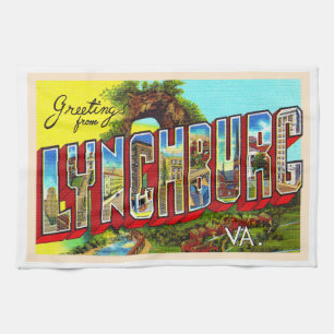 Lynchburg Virginia Vintage Large Letter Briefkaart Theedoek