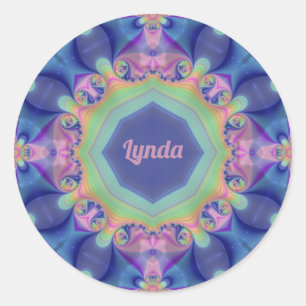 LYNDA ~ Pastel Abstracte caleidoscoop Patroon ~ Ronde Sticker