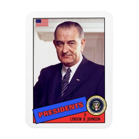Lyndon B. Johnson Baseball Card Magneet (Verticaal)